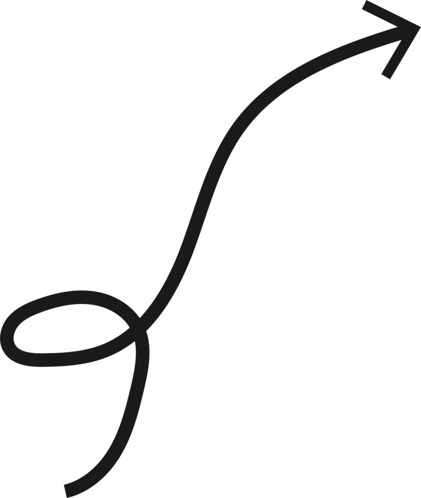 Hand drawn curved arrow shape. Arrow line png