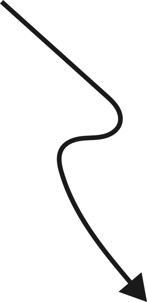 Hand drawn curved arrow shape. Arrow line png