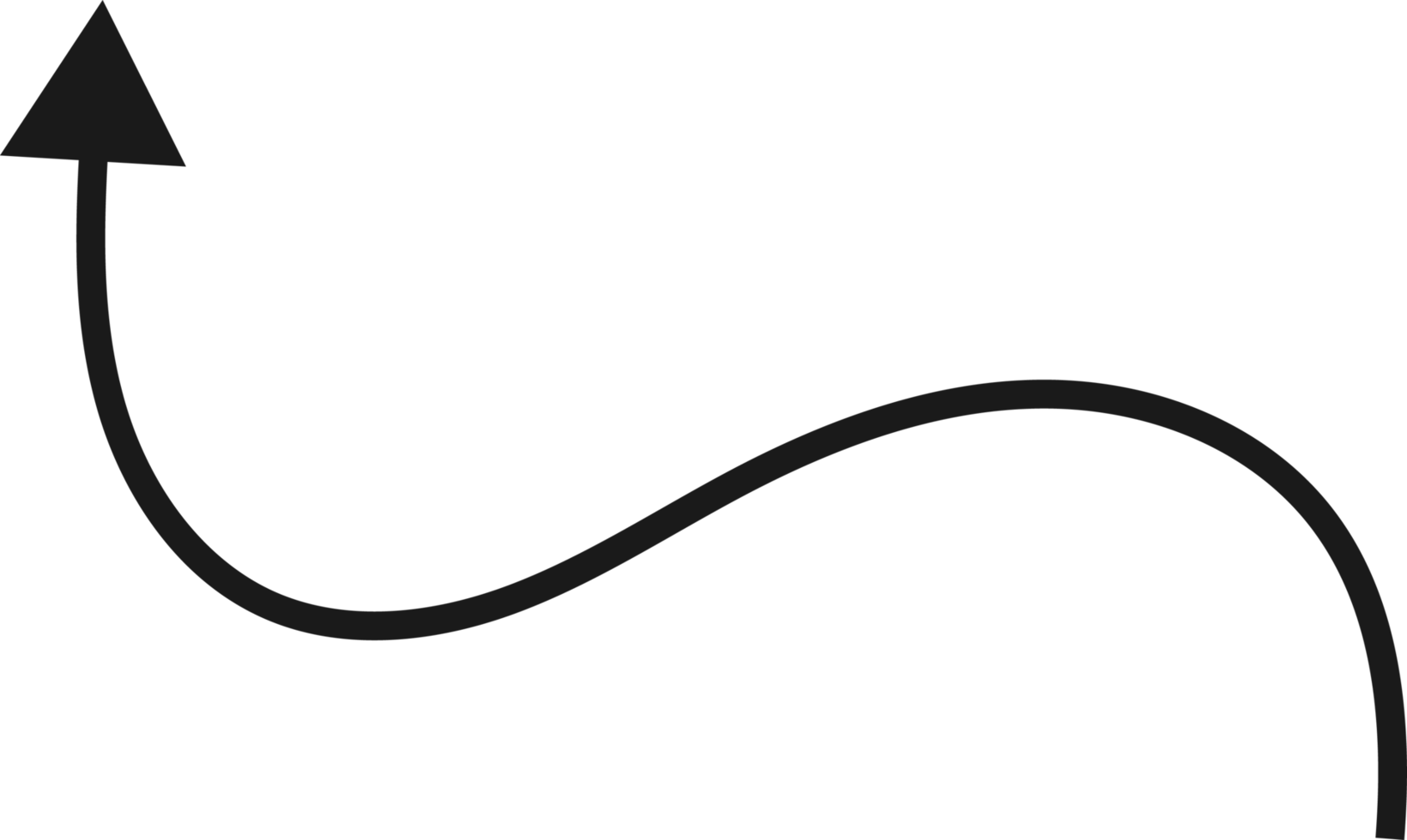 Hand drawn curved arrow shape. Arrow line png