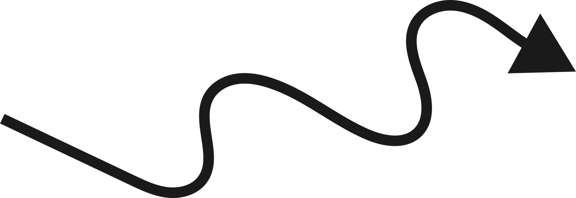 Hand drawn curved arrow shape. Arrow line png