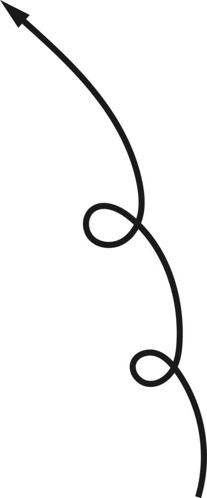 Hand drawn curved arrow shape. Arrow line png