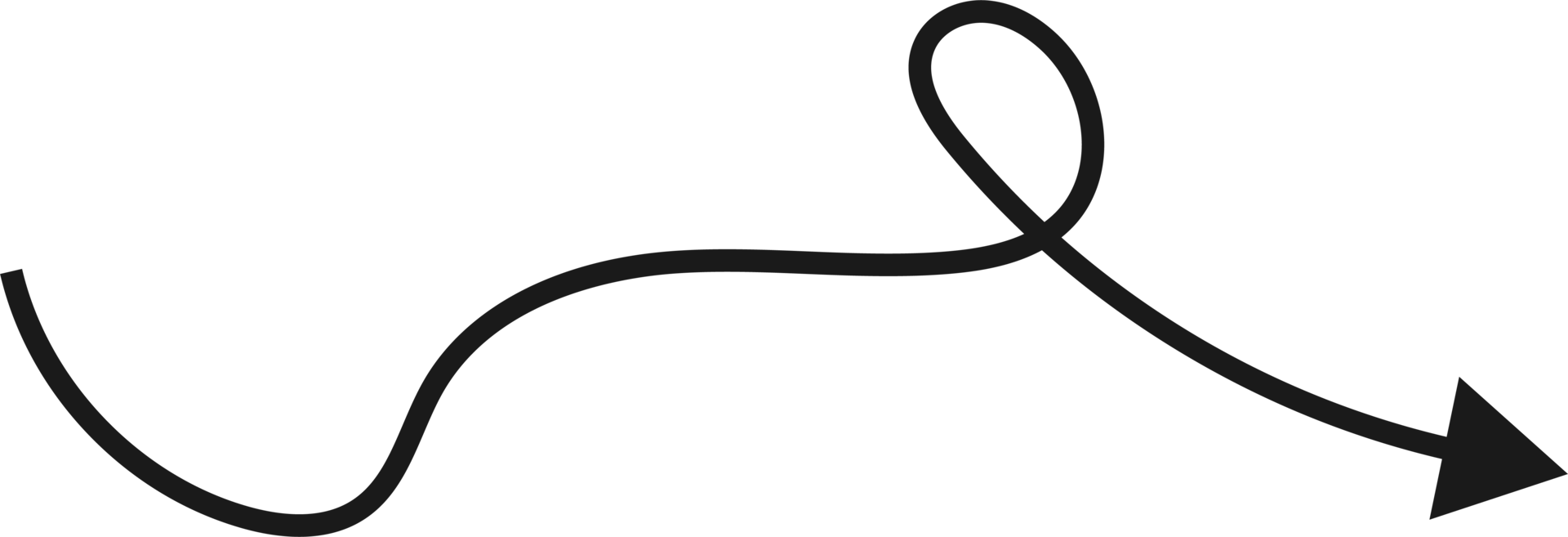 Hand drawn curved arrow shape. Arrow line png