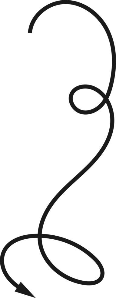 Hand drawn curved arrow shape. Arrow line png