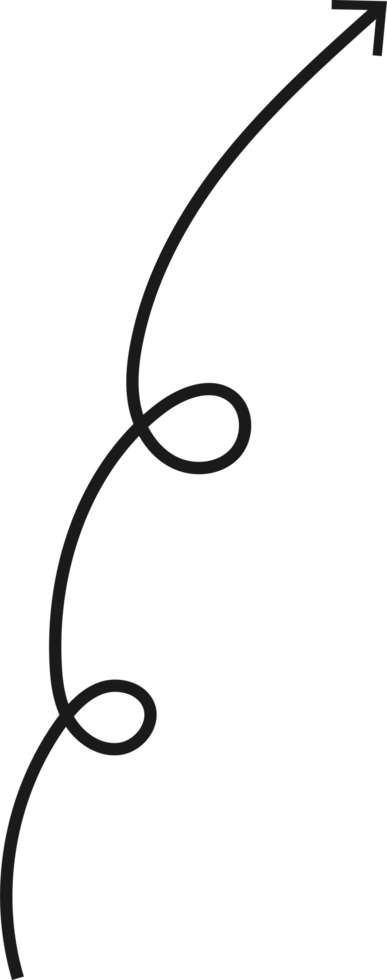 Hand drawn curved arrow shape. Arrow line png