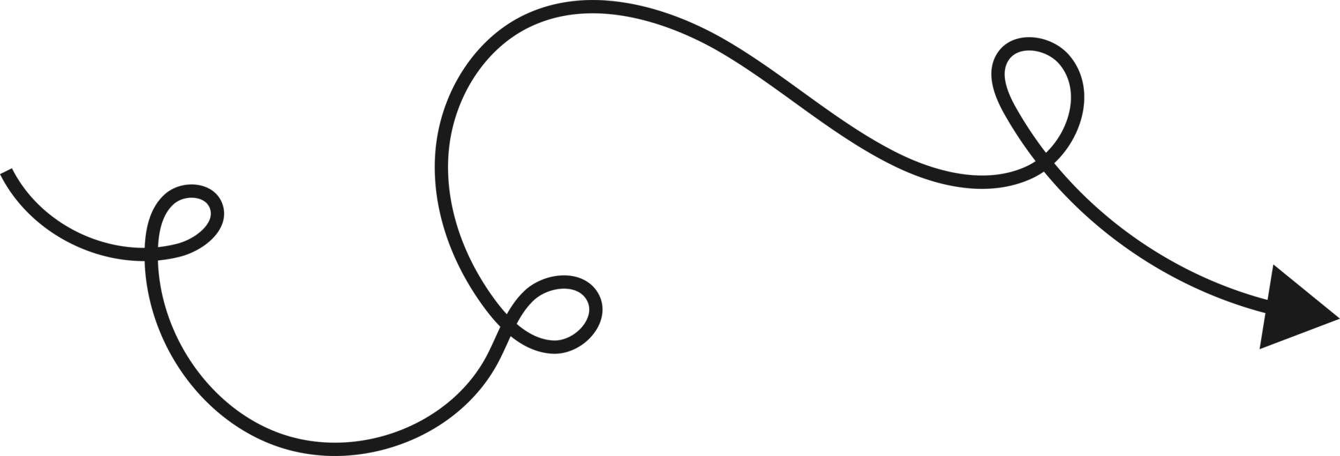 Hand drawn curved arrow shape. Arrow line png