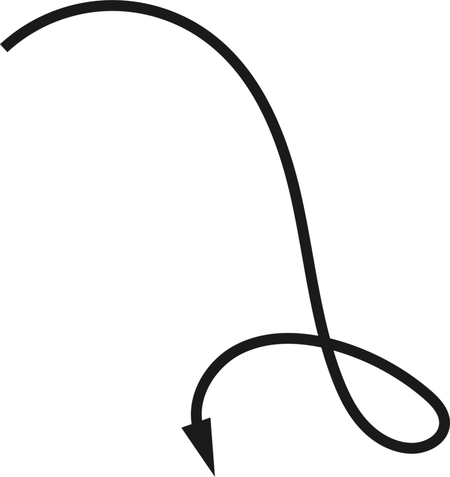 Hand drawn curved arrow shape. Arrow line png