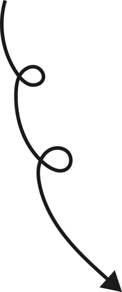 Hand drawn curved arrow shape. Arrow line png