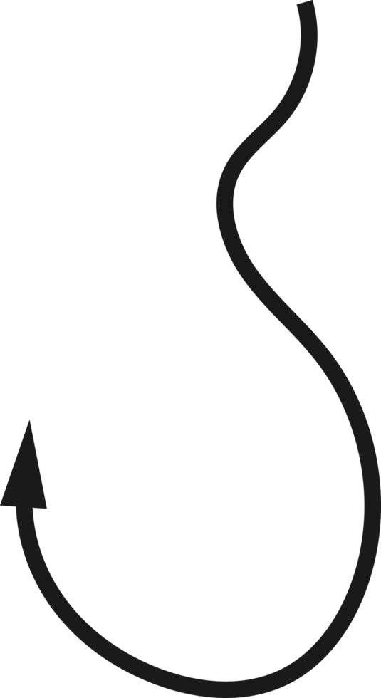 Hand drawn curved arrow shape. Arrow line png