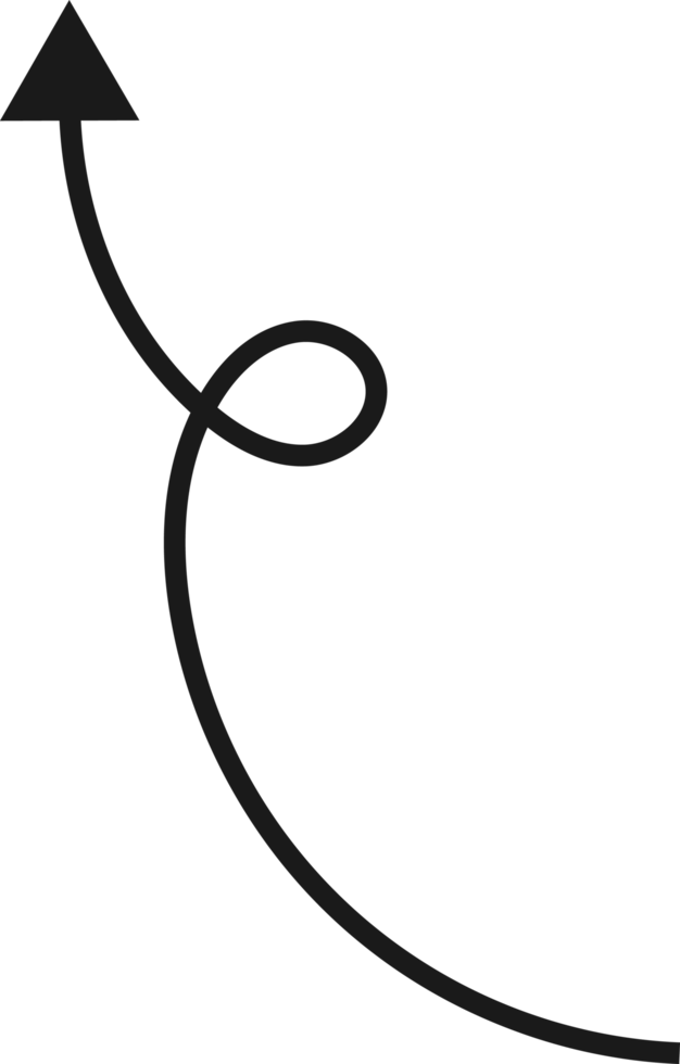 Hand drawn curved arrow shape. Arrow line png