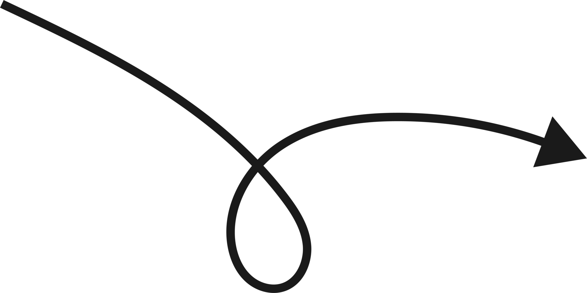 Hand drawn curved arrow shape. Arrow line png