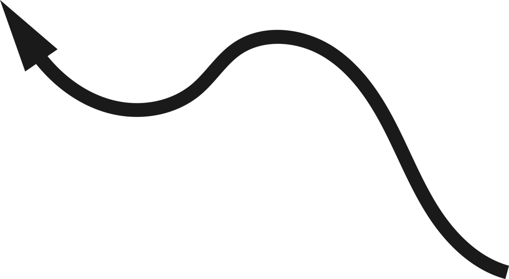 Hand drawn curved arrow shape. Arrow line png