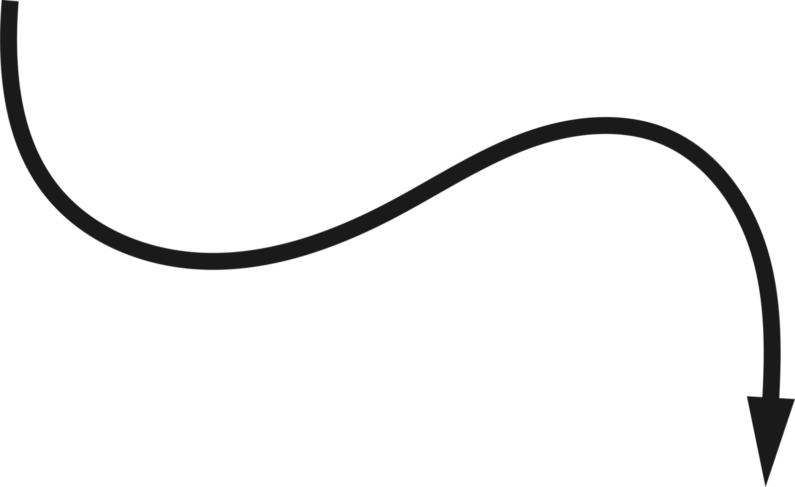 Hand drawn curved arrow shape. Arrow line png