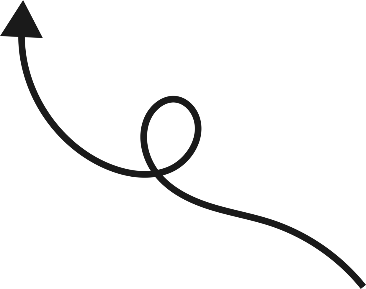 Hand drawn curved arrow shape. Arrow line png