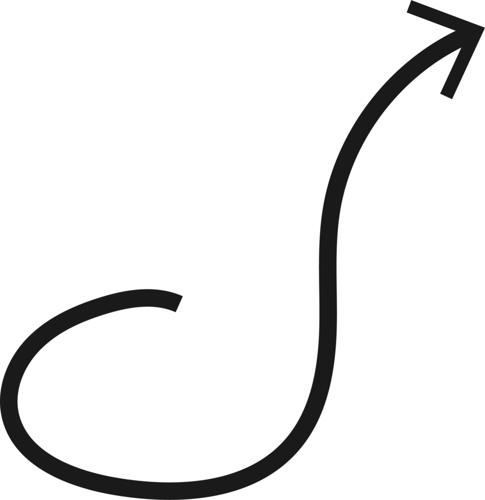 Hand drawn curved arrow shape. Arrow line png
