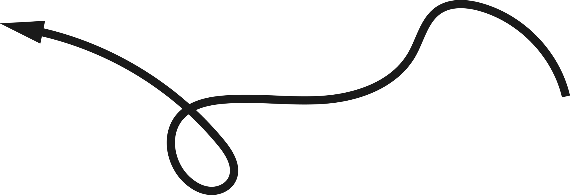 Hand drawn curved arrow shape. Arrow line png