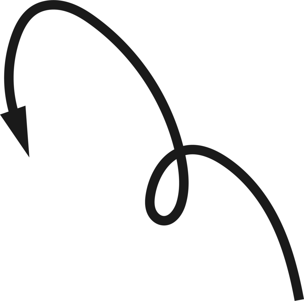 Hand drawn curved arrow shape. Arrow line png