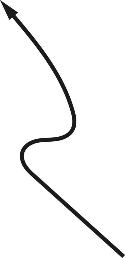 Hand drawn curved arrow shape. Arrow line png