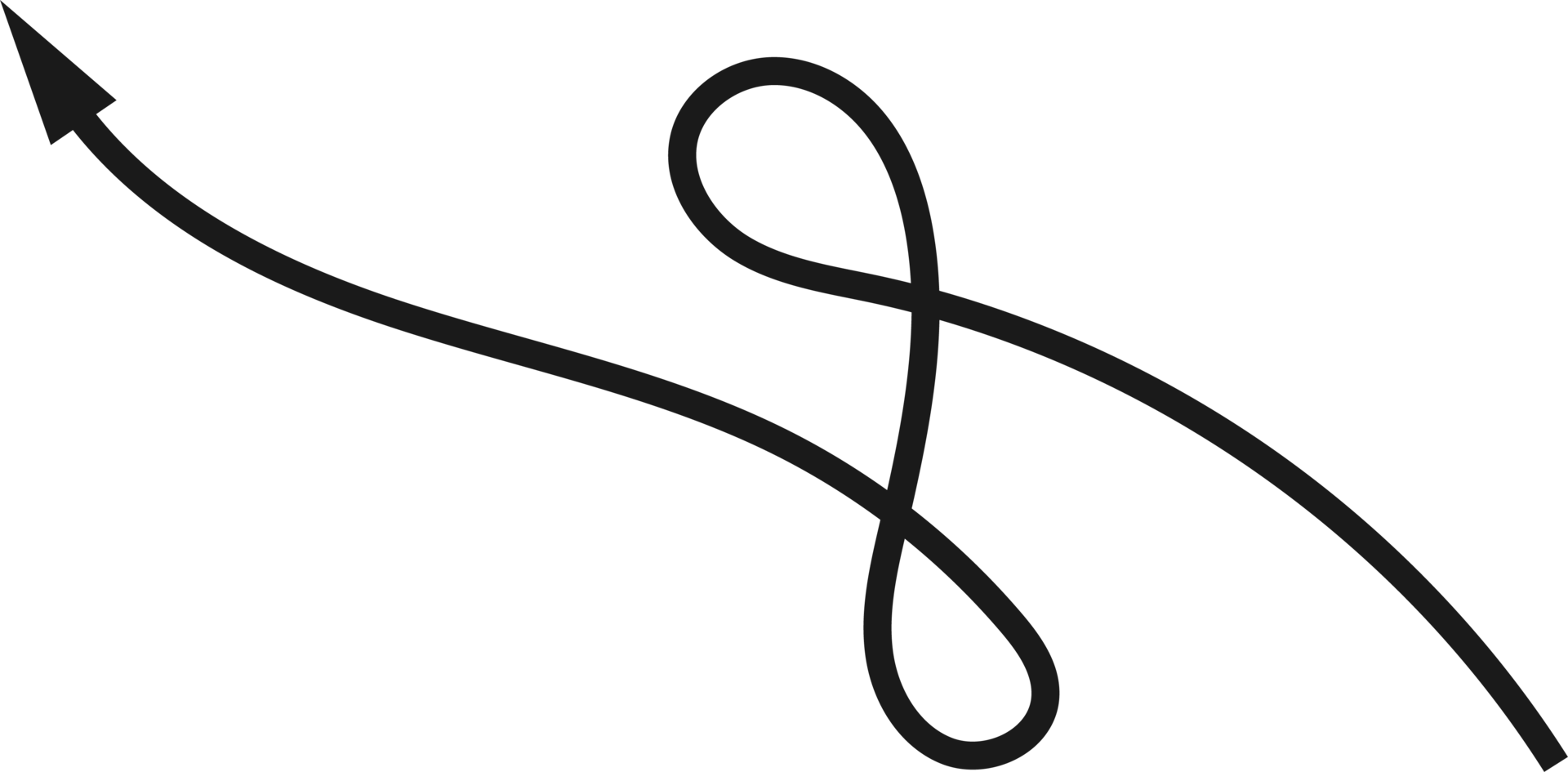 Hand drawn curved arrow shape. Arrow line png