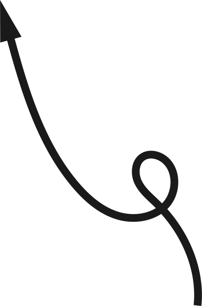 Hand drawn curved arrow shape. Arrow line png