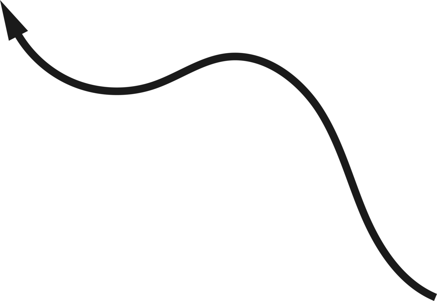 Hand drawn curved arrow shape. Arrow line png