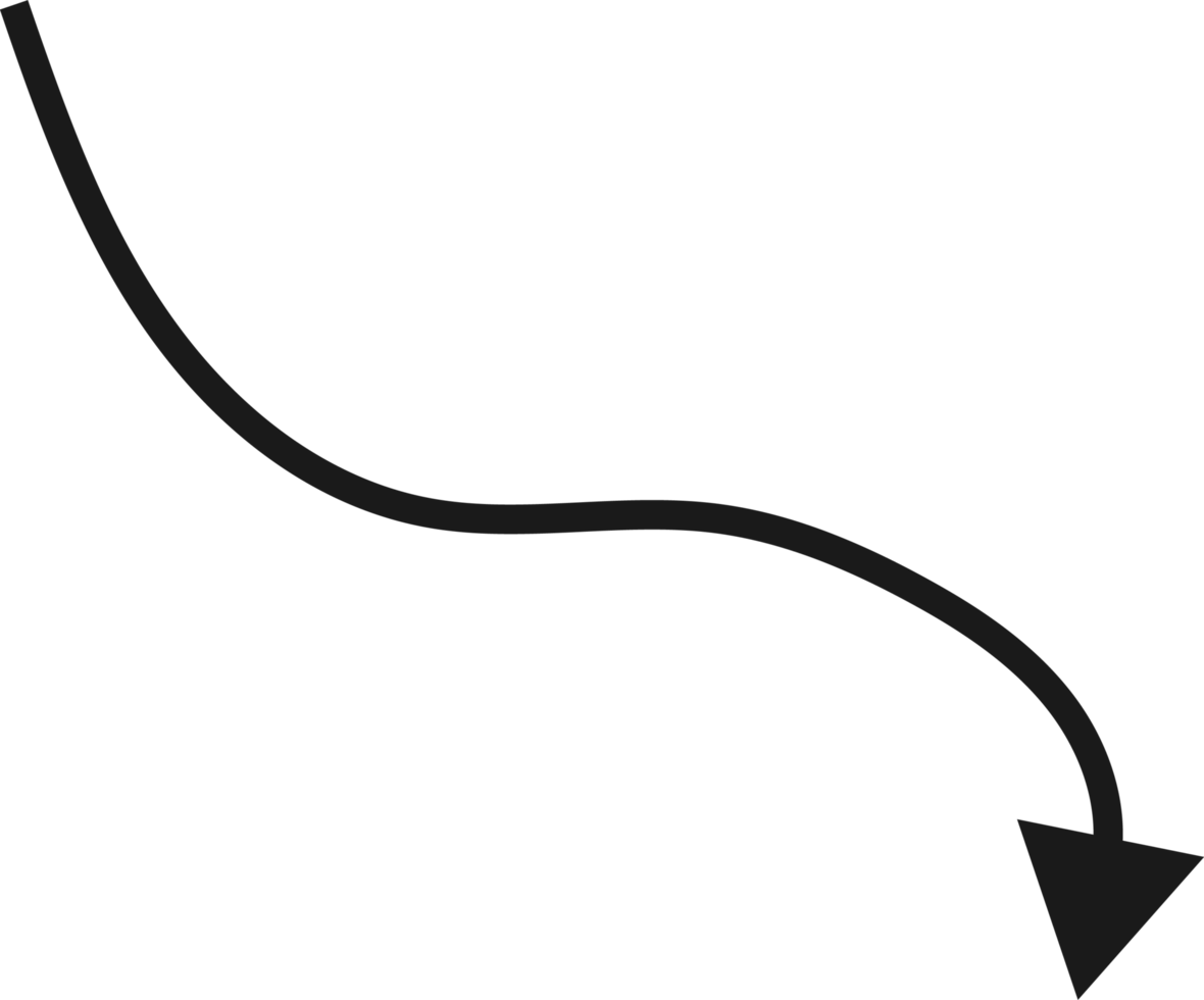 Hand drawn curved arrow shape. Arrow line png