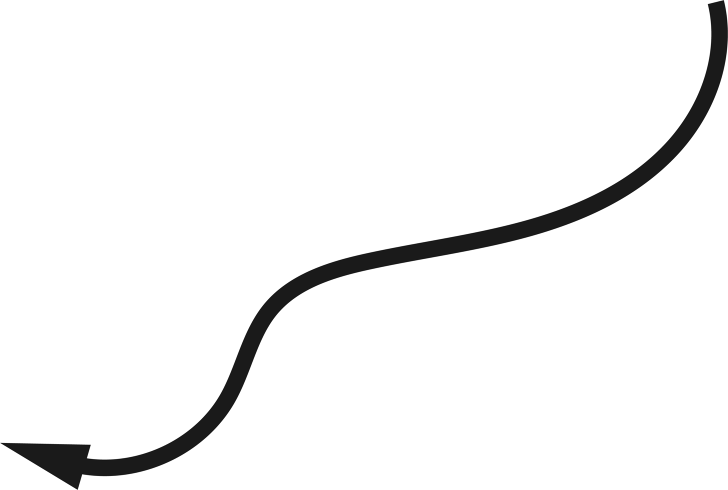 Hand drawn curved arrow shape. Arrow line png