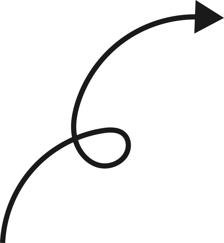 Hand drawn curved arrow shape. Arrow line png