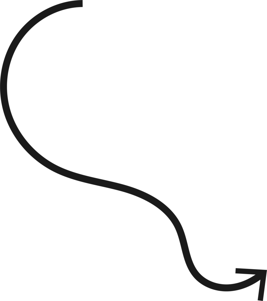 Hand drawn curved arrow shape. Arrow line png