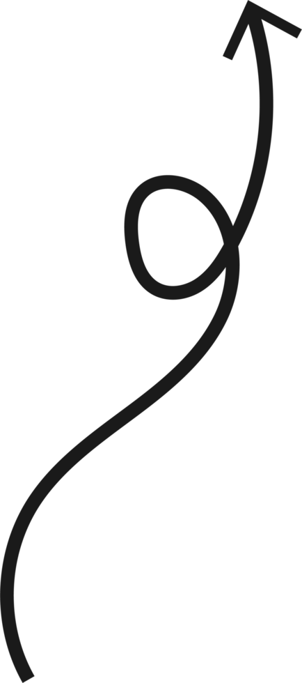 Hand drawn curved arrow shape. Arrow line png