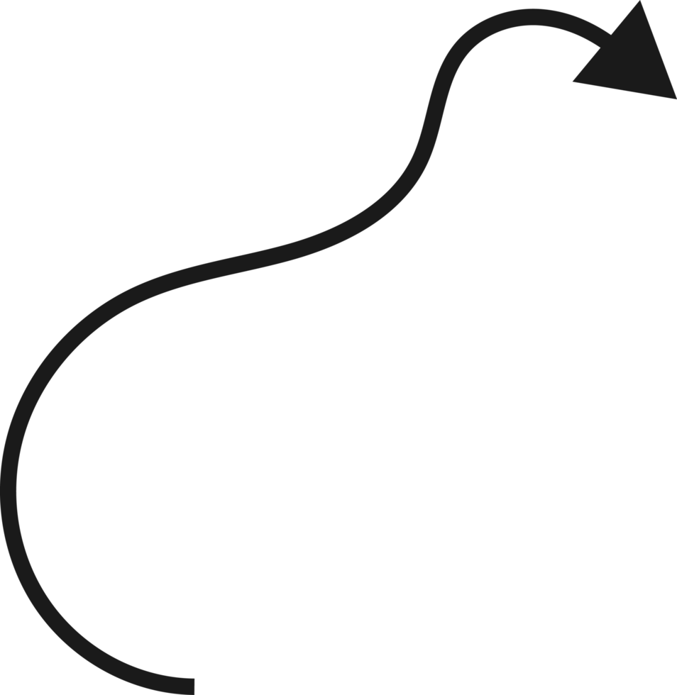 Hand drawn curved arrow shape. Arrow line png