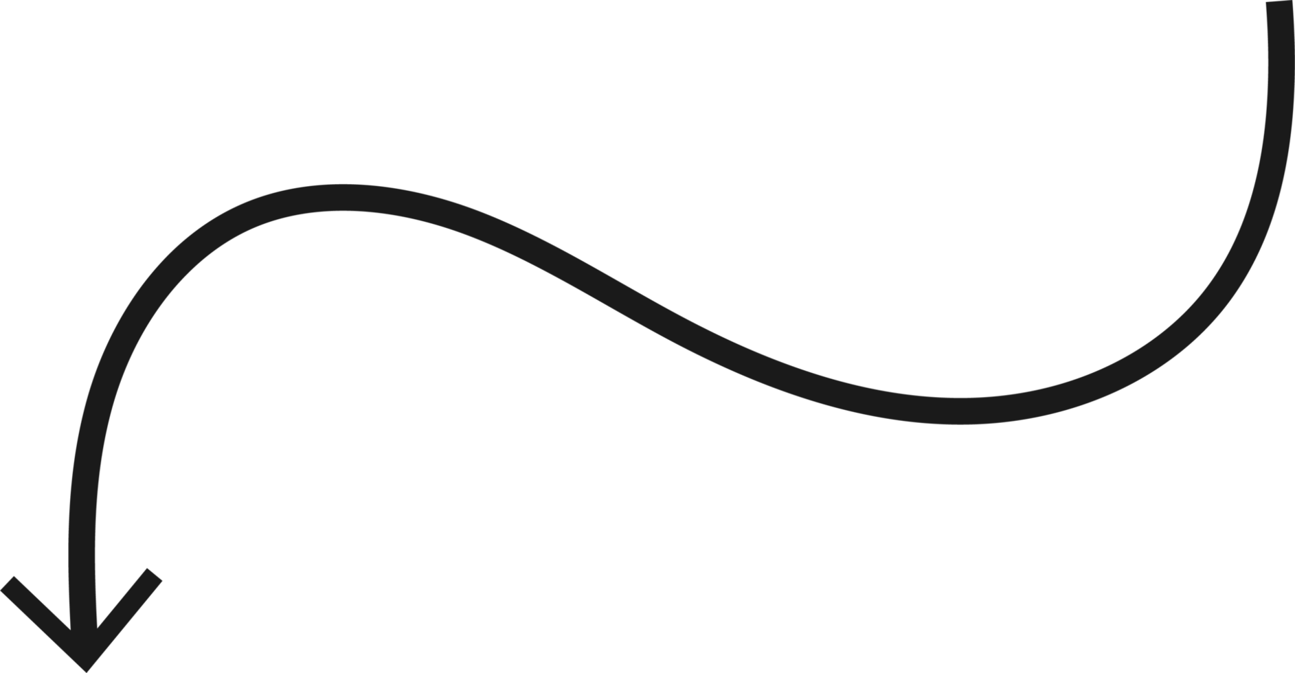 Hand drawn curved arrow shape. Arrow line png