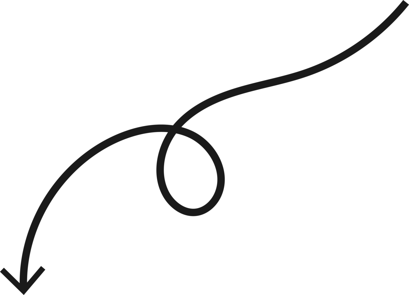 Hand drawn curved arrow shape. Arrow line png