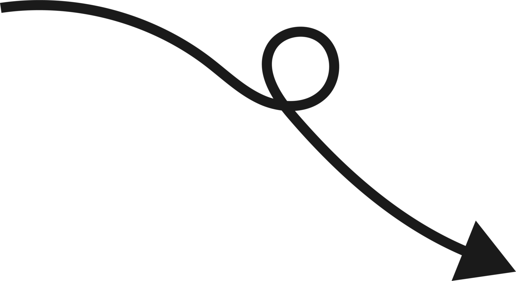 Hand drawn curved arrow shape. Arrow line png