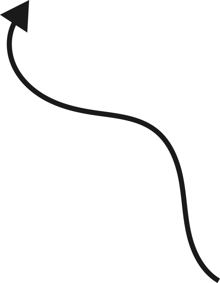 Hand drawn curved arrow shape. Arrow line png