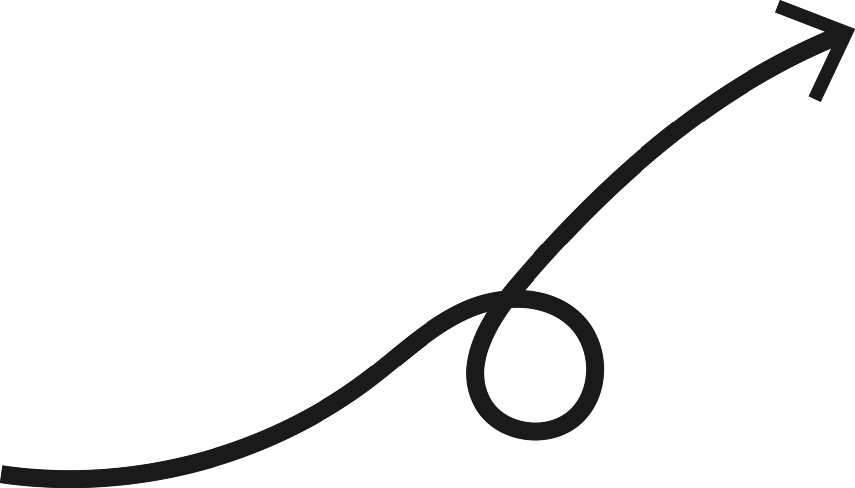 Hand drawn curved arrow shape. Arrow line png