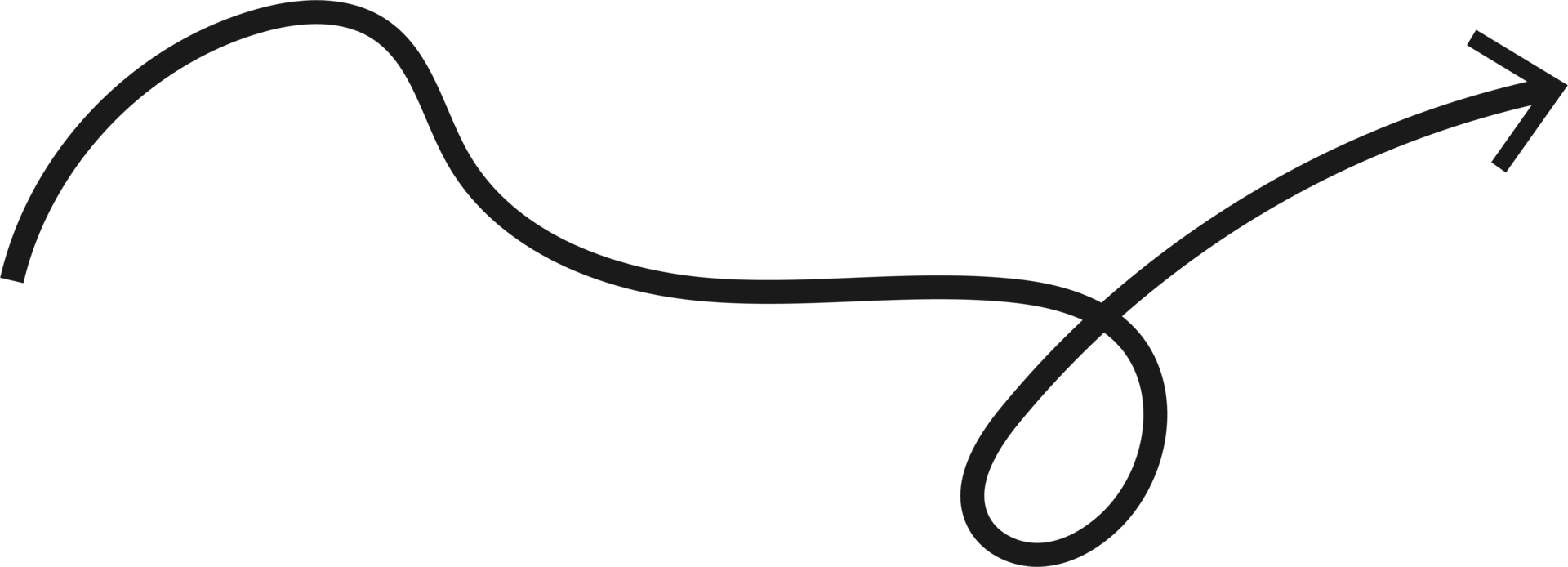 Hand drawn curved arrow shape. Arrow line png