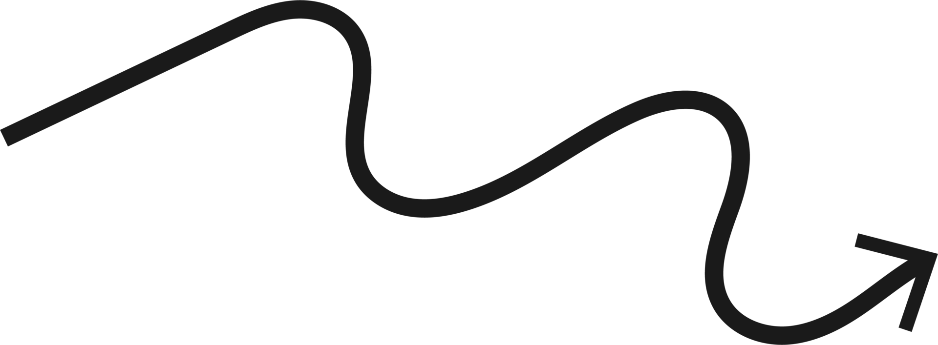 Hand drawn curved arrow shape. Arrow line png