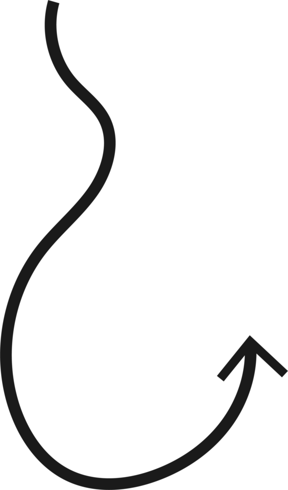 Hand drawn curved arrow shape. Arrow line png