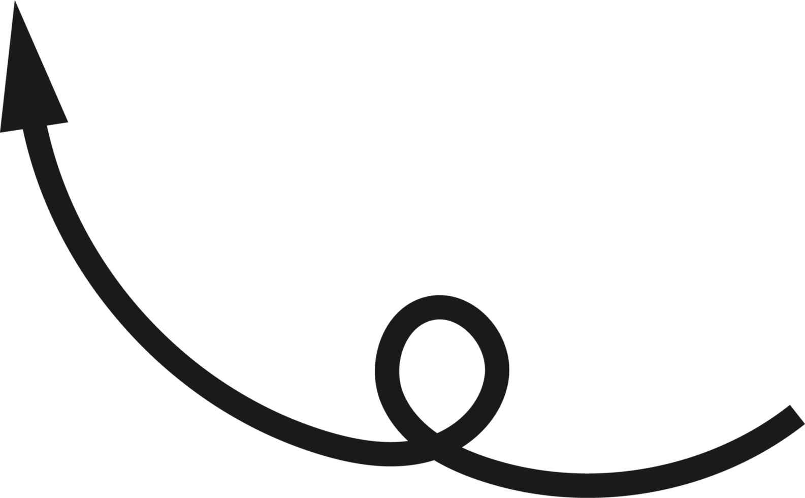 Hand drawn curved arrow shape. Arrow line png