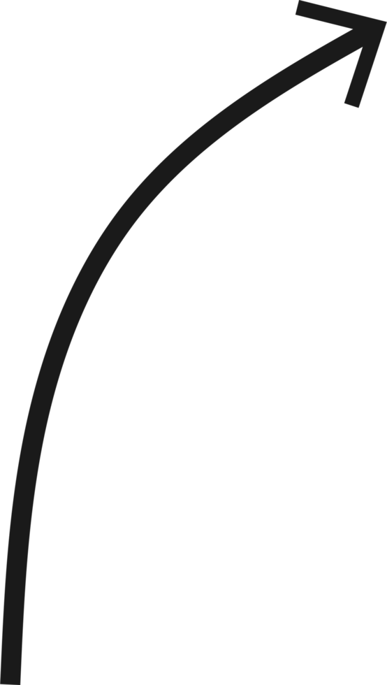 Hand drawn curved arrow shape. Arrow line png