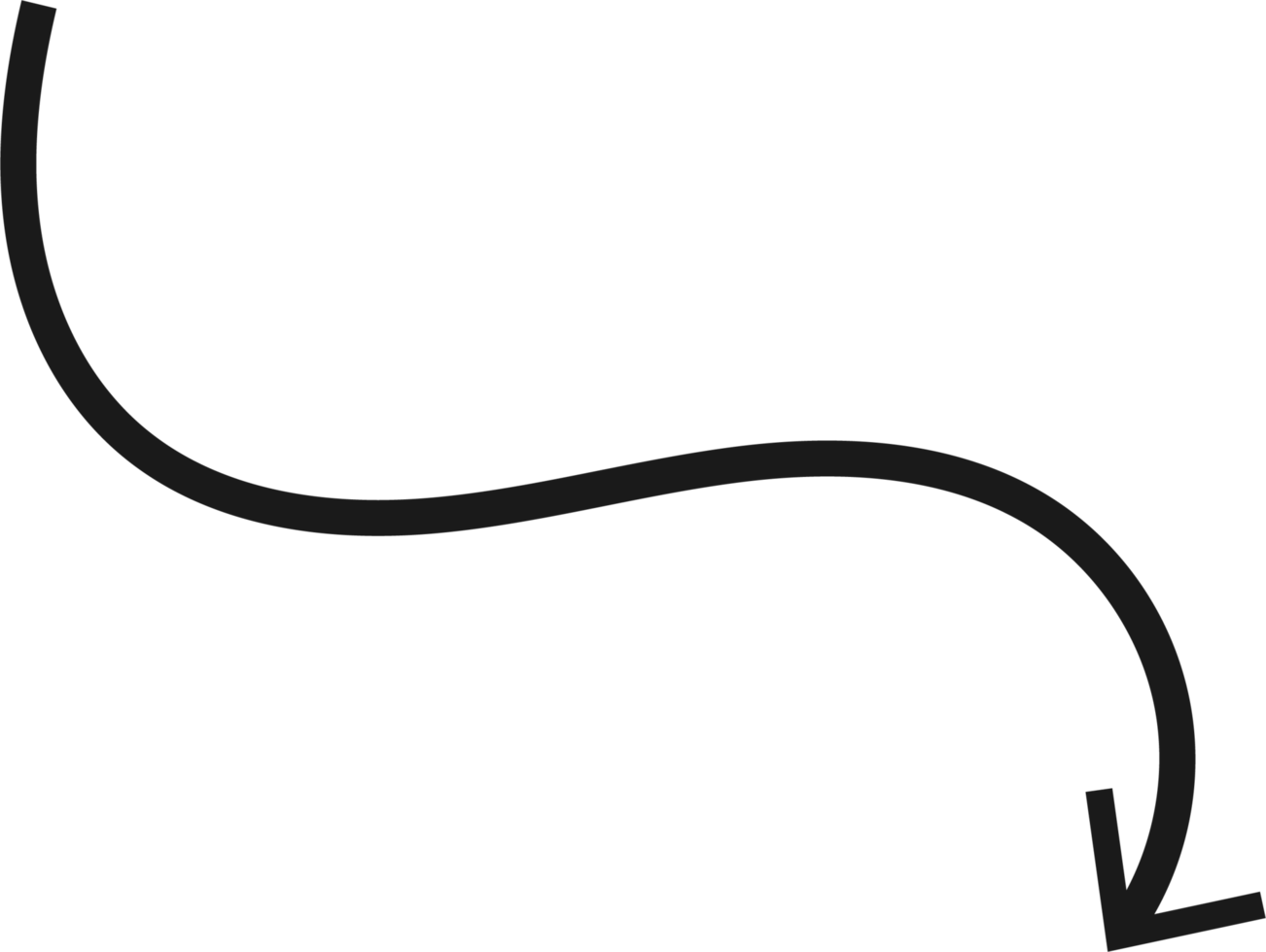 Hand drawn curved arrow shape. Arrow line png