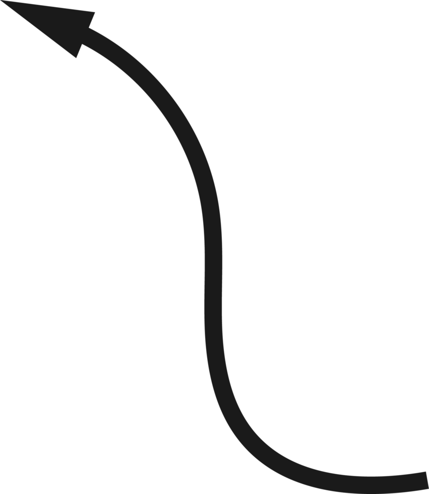 Hand drawn curved arrow shape. Arrow line png