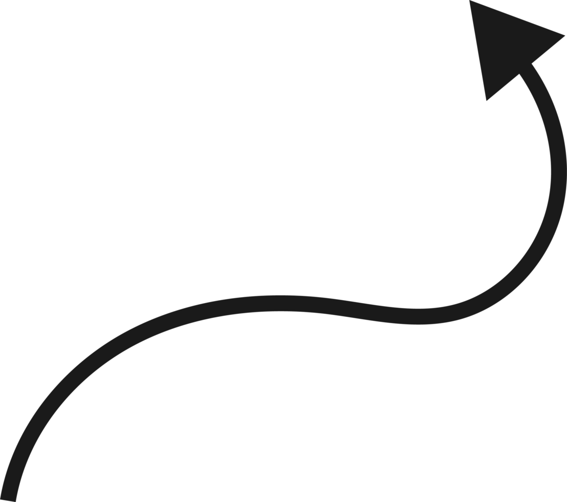 Hand drawn curved arrow shape. Arrow line png