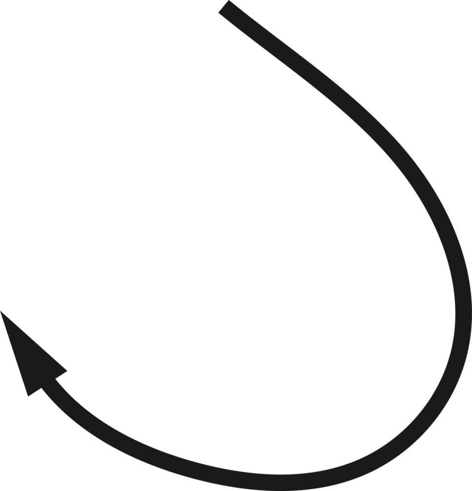 Hand drawn curved arrow shape. Arrow line png
