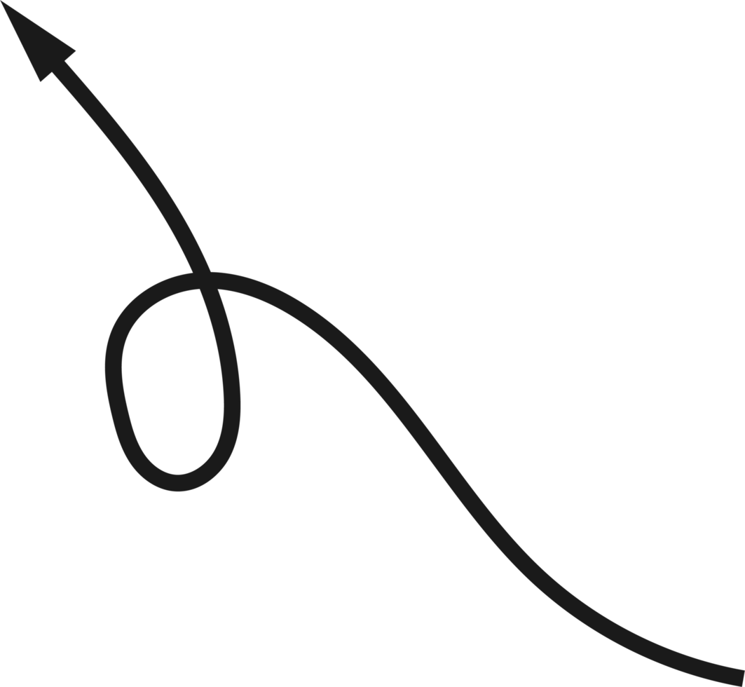 Hand drawn curved arrow shape. Arrow line png