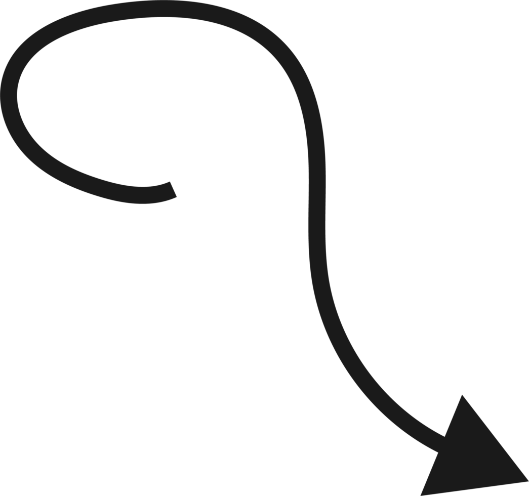 Hand drawn curved arrow shape. Arrow line png