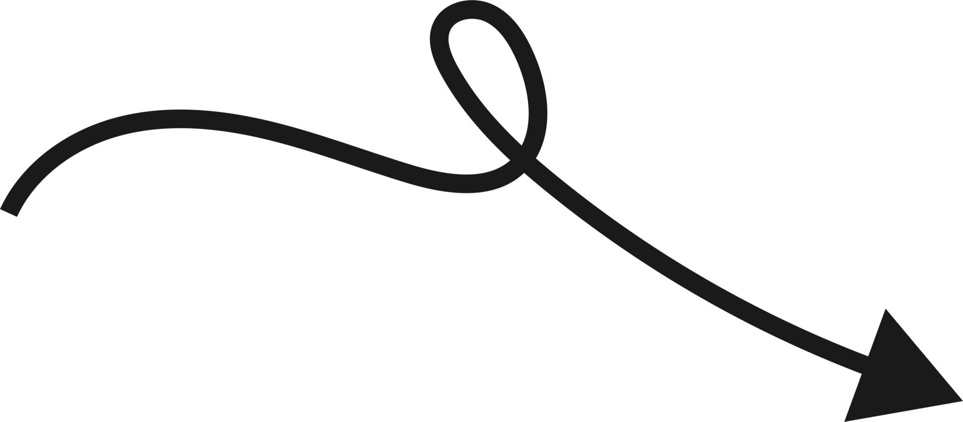 Hand drawn curved arrow shape. Arrow line png