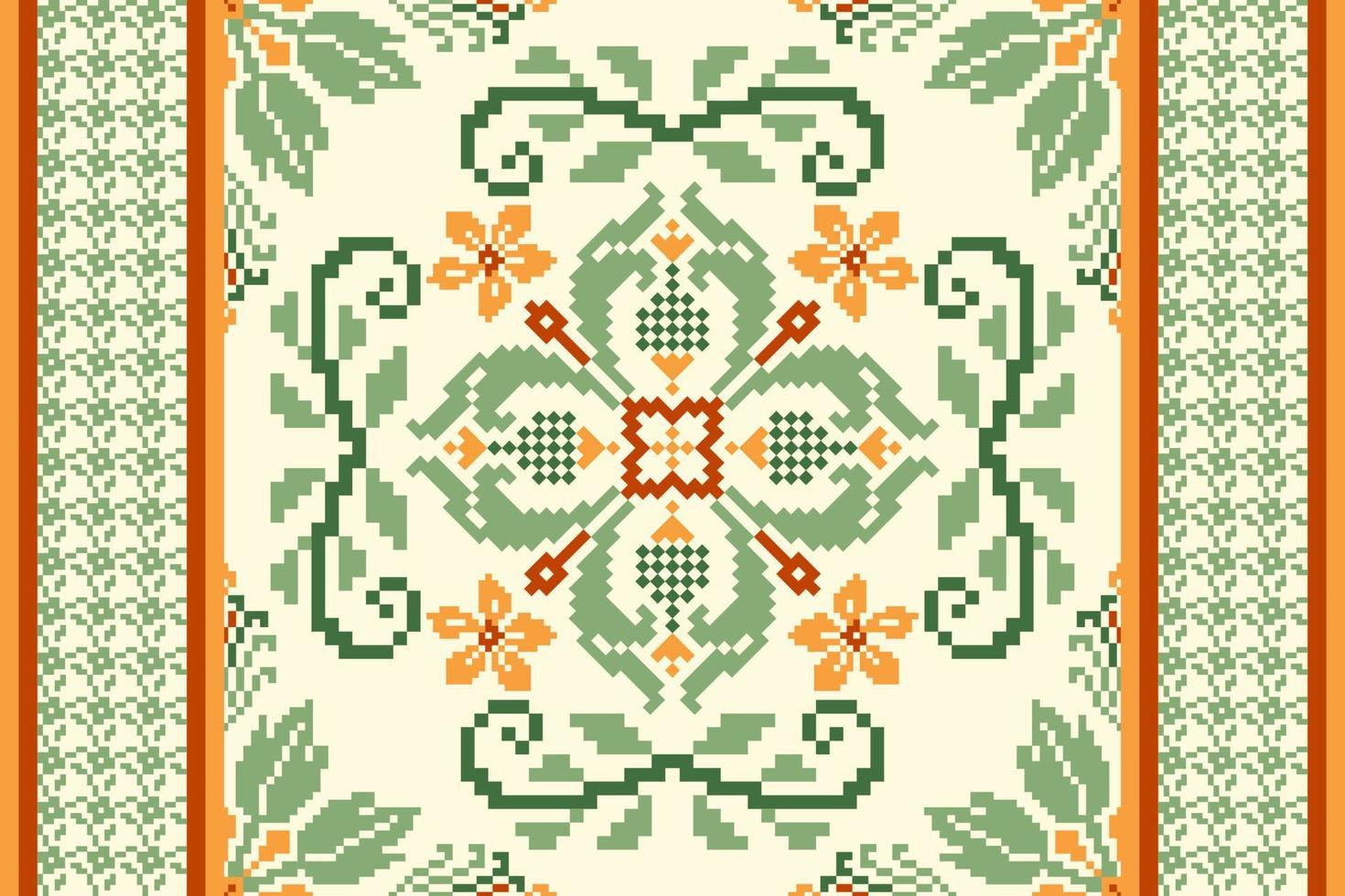 floral cruzar puntada bordado en blanco fondo.geometrico étnico oriental modelo tradicional.azteca estilo resumen vector ilustración.diseño para textura,tela,ropa,envoltura,decoración,alfombra.