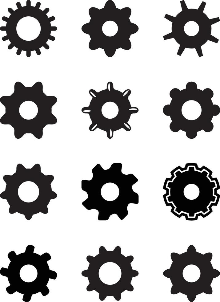 Cog Wheels and Gears Silhouette vector