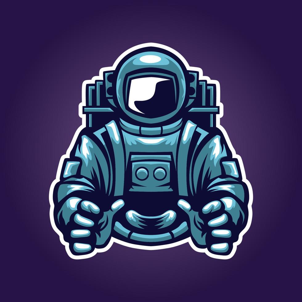 mascot of astronaut with holding hand position vector